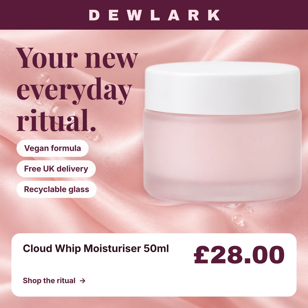 Skincare design on a full-price product: a single price of £28.00 and a shop prompt where the saving would be